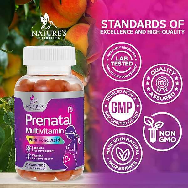Prenatal Vitamins for Women - Pregnancy Vitamins Gummies with Folic Acid, Vitamin A, C, D3, B12, B6 - Prenatal Multivitamin Gummy for for Fetal Support, Pregnant & Nursing Women - 120 Gummies - Image 5