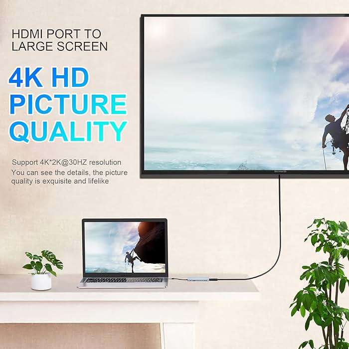 USB C HUB, USB C Adapter 11 in 1 Dongle with 4K HDMI, VGA, Type C PD, USB3.0, RJ45 Ethernet, SD/TF Card Reader, 3.5mm AUX, Docking Station Compatible with MacBook Pro/Air, Other Type C Laptops - Image 4
