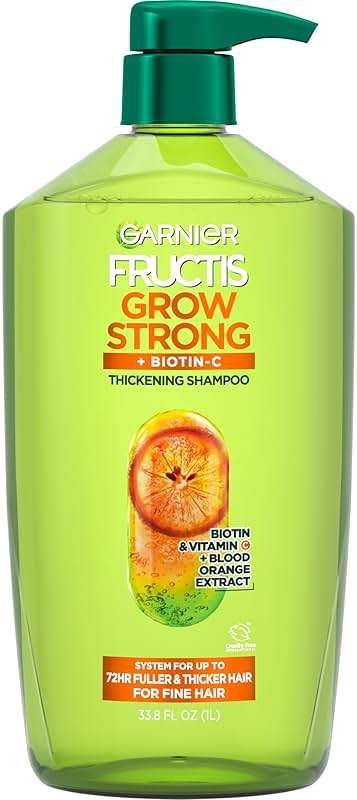 Garnier Fructis Grow Strong Thickening Shampoo for Fine Hair, Biotin-C, 33.8 Fl Oz, 1 Count (Packaging May Vary) - Image 1