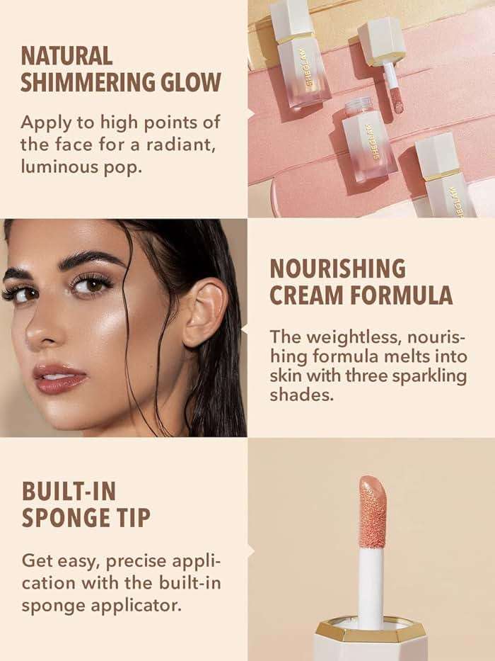 SHEGLAM Glow Bloom Liquid Waterproof Highlighter Long Lasting Cream Highlighter with Shimmer Dewy Finish - Tea Cake - Image 4
