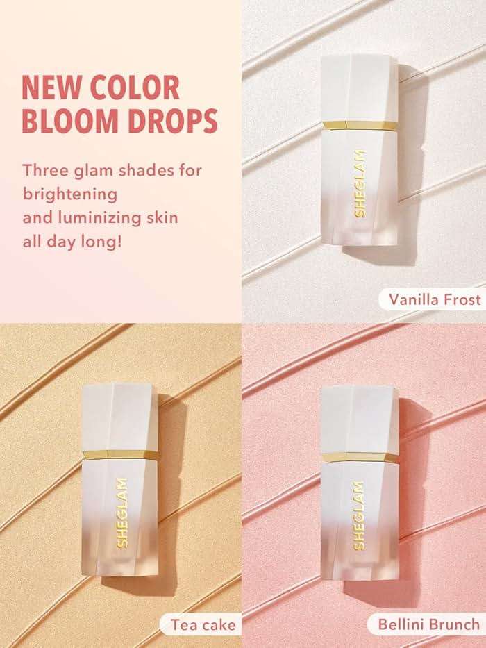 SHEGLAM Glow Bloom Liquid Waterproof Highlighter Long Lasting Cream Highlighter with Shimmer Dewy Finish - Tea Cake - Image 5