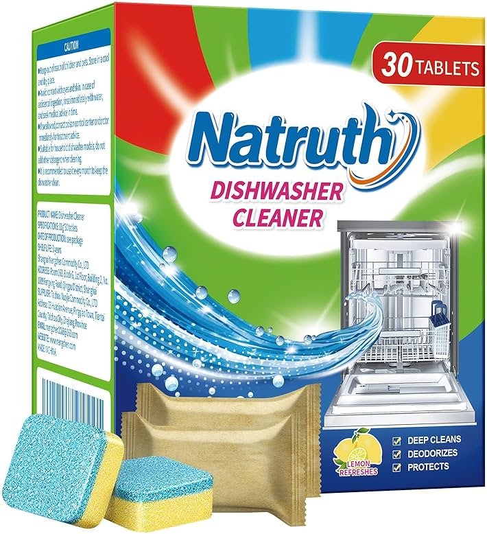 NATRUTH 30 Pack Dishwasher Cleaner Tablets Individually Wrapped,Deep Cleaning, Removes Grease & Limescale, Compatible with All DishWashing Machines - Product Image