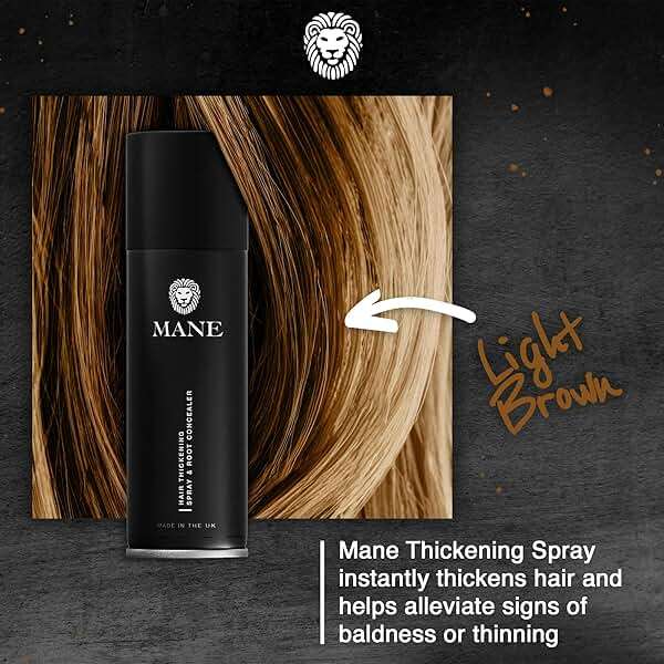 Mane Micro-Mineral Hair Thickening Spray & Root Touch Up Spray, Instant Volume & Root Cover Up for Thinning or Fine Hair, Lightweight Buildable Coverage for Men & Women, Light Brown, 200 ml - Image 2