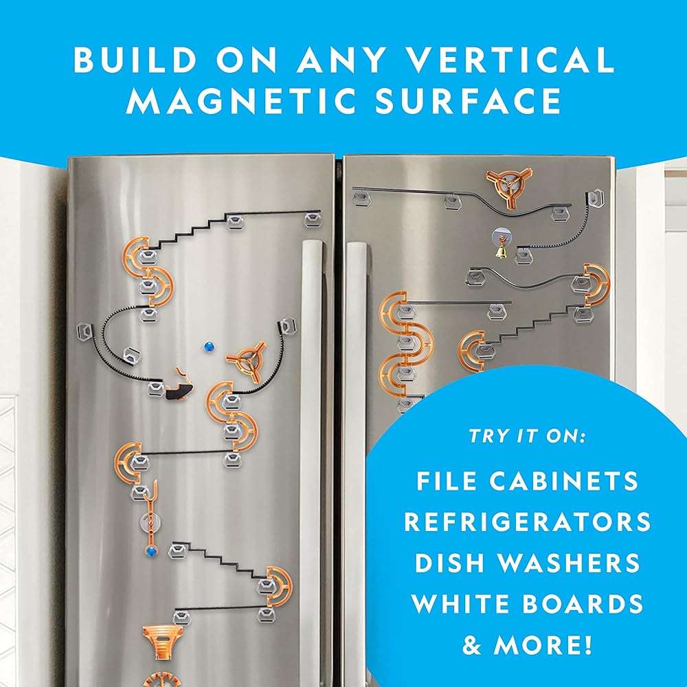National Geographic Magnetic Marble Run - 75-Piece STEM Building Set for Kids & Adults with Magnetic Track & Trick Pieces & Marbles for Building A Marble Maze, STEM Project - Image 2