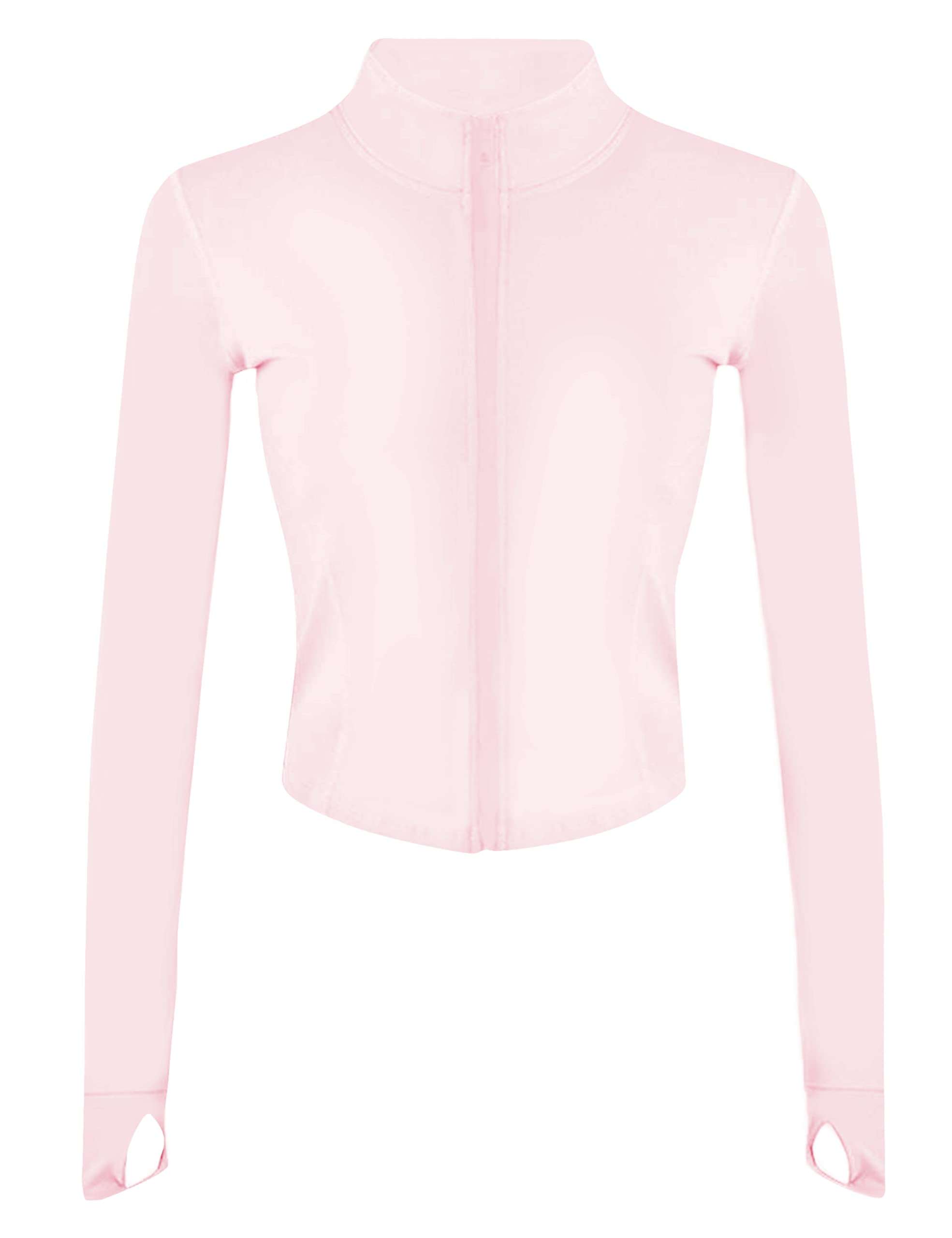 Yeokou Womens Active Zip Up Running Workout Cropped Bbl Athletic Jacket with Thumb Holes - Image 1