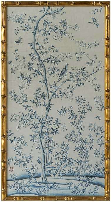 HongFengtang Chinese Rice Paper Print China Flower And Bird Bamboo Frame 19.5 X 35.8 Inches (B) - Image 1
