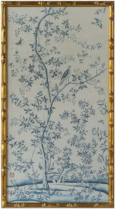 HongFengtang Chinese Rice Paper Print China Flower And Bird Bamboo Frame 19.5 X 35.8 Inches (B) - Product Image