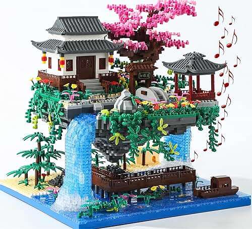 Yushinv Cherry Blossom Tree Building Set with Gift Box, Original Music Cherry Blossom Tree House(Type :Symphony), Japanese Sakura Tree House Lights Building Kit3320 Pcs, Cherry Bonsai Building Set. - Image 1