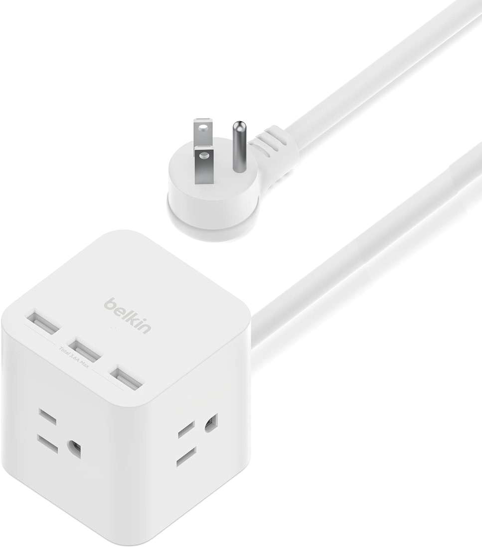 Belkin 6-Outlet Power Cube w/ 3 AC Outlets, 3 USB-A Ports, & 5ft Sturdy Extension Cord - Convenient Compact Cube for Home, Office, Travel, Desktop, & Phone Charger - 4.5 Amps - Image 1