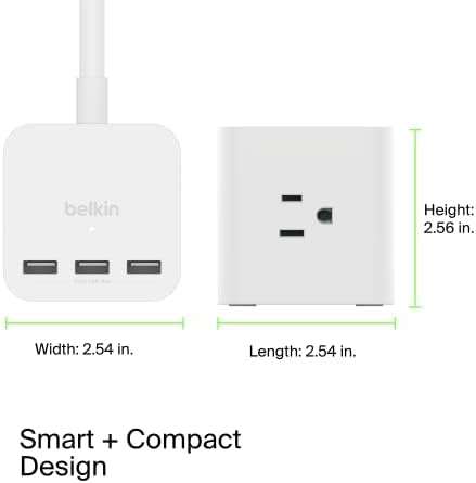 Belkin 6-Outlet Power Cube w/ 3 AC Outlets, 3 USB-A Ports, & 5ft Sturdy Extension Cord - Convenient Compact Cube for Home, Office, Travel, Desktop, & Phone Charger - 4.5 Amps - Image 7