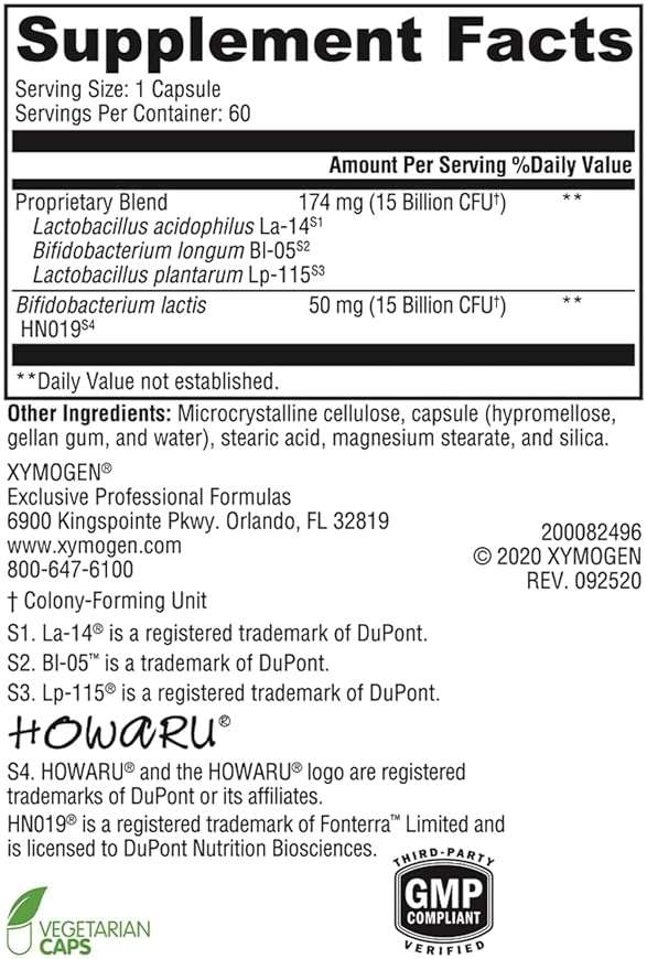 XYMOGEN ProbioMax Daily 30B - Probiotics for Digestive Health Support - Lactobacillus Acidophilus & Bifidobacterium Lactis HN019 - Vegetarian, Gluten-Free & Non-GMO - 60 Capsules - Image 2