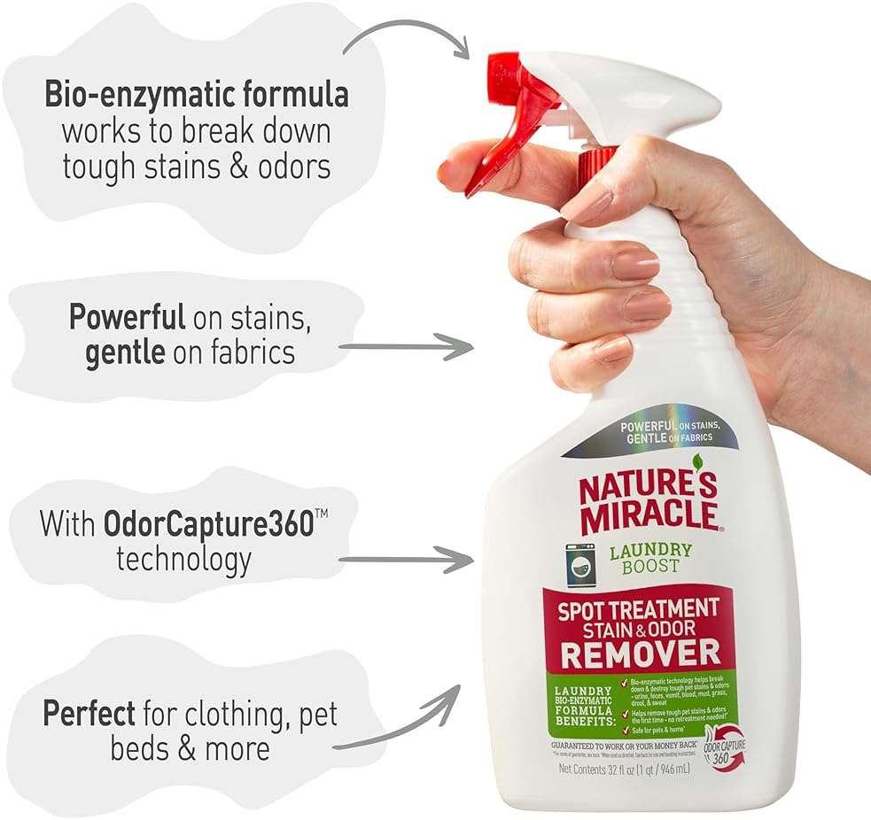 Nature’s Miracle Laundry Boost Spot Treatment Stain and Odor Remover, 32 Oz., Laundry Pre-Wash Stain and Odor Remover - Image 6