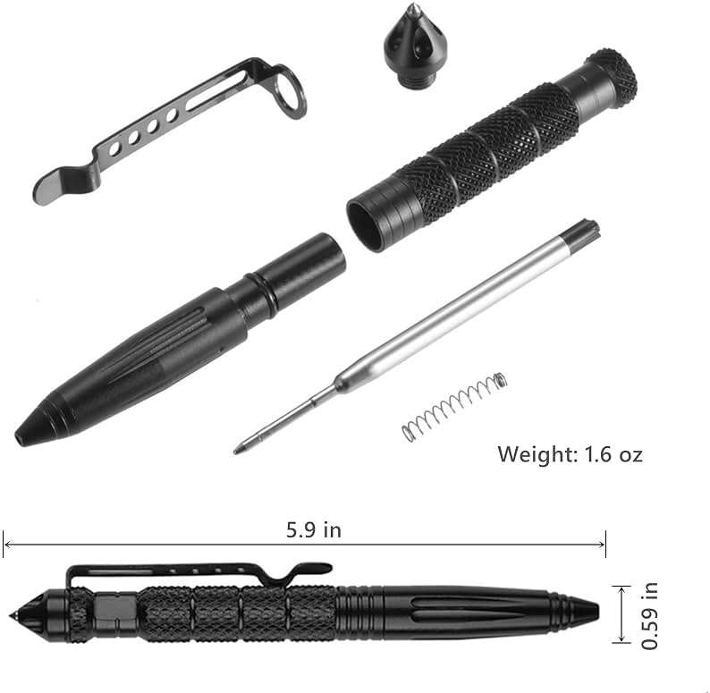 2 Pack Military Tactical Pens with 8 Black Refills, Emergency Self Defense & Glass Breaker Pen, Multi-Functional Survival Tac Pens Gifts for Men Dad Husband Him - Image 2