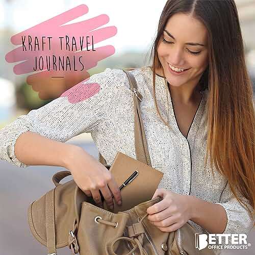 Better Office Products Kraft Notebooks with Lined Paper, 24 Pack, 8.3 in x 5.5 in, A5 Size, 60 Lined Ivory Pages, 80 gsm, Soft Cover Composition Notebooks, Stitched Spines, Kraft Travel Journals - Image 3