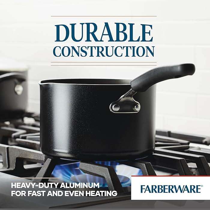 Farberware Cookstart Aluminum DiamondMax Straining Nonstick Saucepan, 3-Quart, Black - Image 5