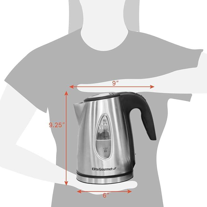 Elite Gourmet EKT-1271# Ultimate 1.7 Liter Electric Kettle – Stainless Steel Design & Cordless 360° Base, Stylish Blue LED Interior, Handy Auto Shut-Off Function – Quickly Boil Water For Tea & More - Image 3