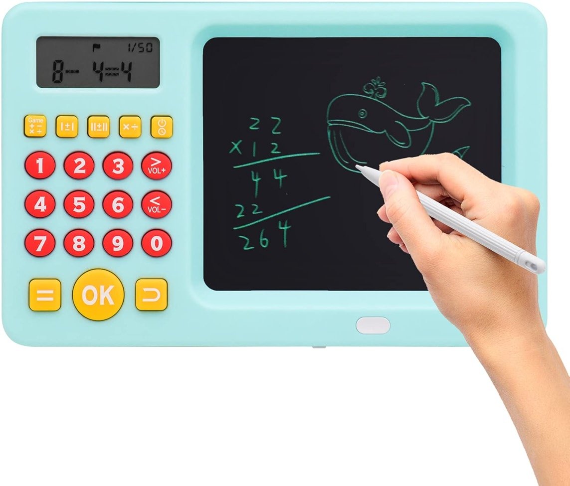 WOZADU Math Games for Kids Ages 5 6 7 8, LCD Writing Tablet for Kids Educational Math Learning Games, Birthday Gifts for Boys Girls (Blue) - Product Image