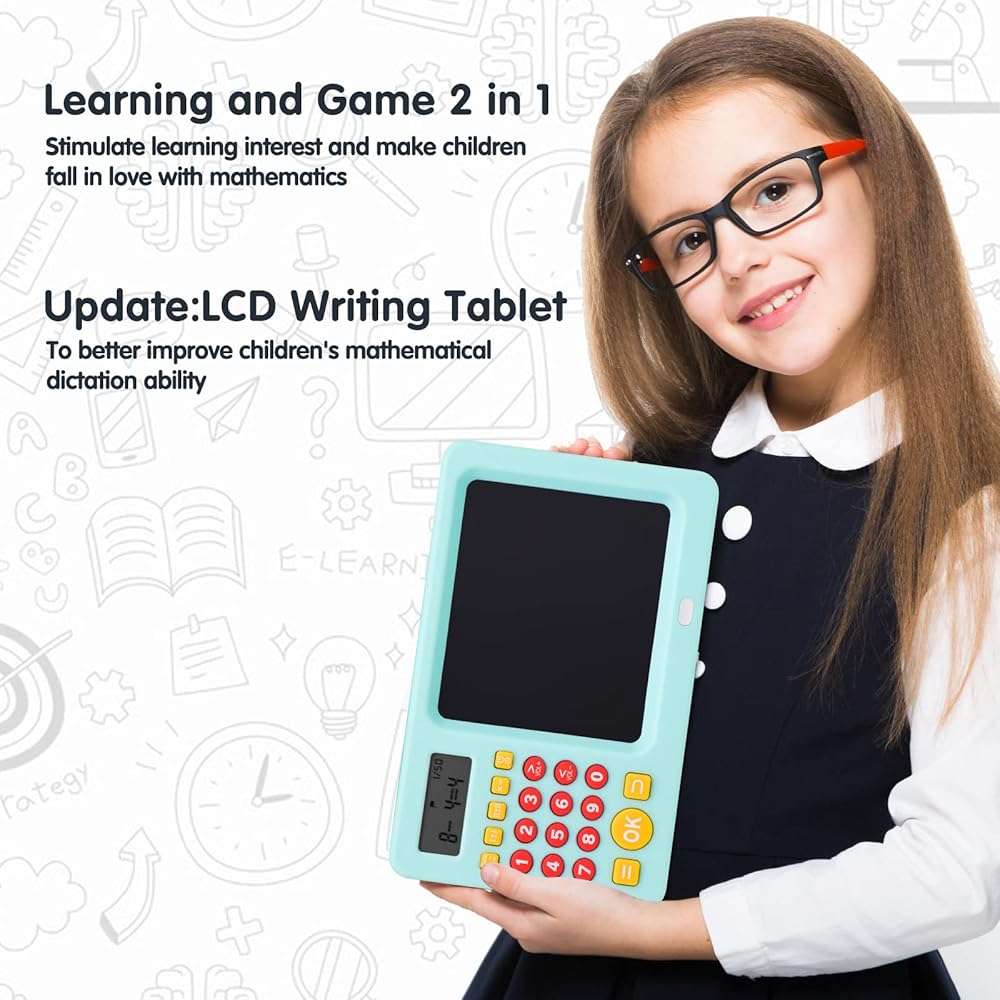WOZADU Math Games for Kids Ages 5 6 7 8, LCD Writing Tablet for Kids Educational Math Learning Games, Birthday Gifts for Boys Girls (Blue) - Image 7