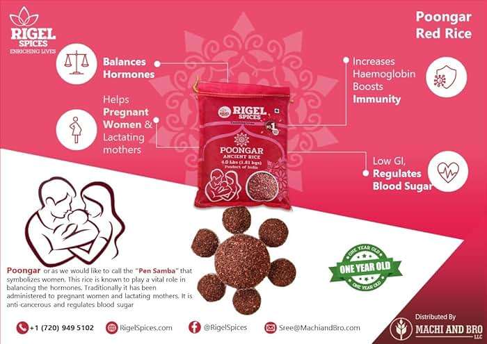 Rigel Spices | Poongar Red Rice (4Lbs) | Ladies special | GLUTEN FREE | AGED 12+ MONTHS | Ancient grain from India - Image 8