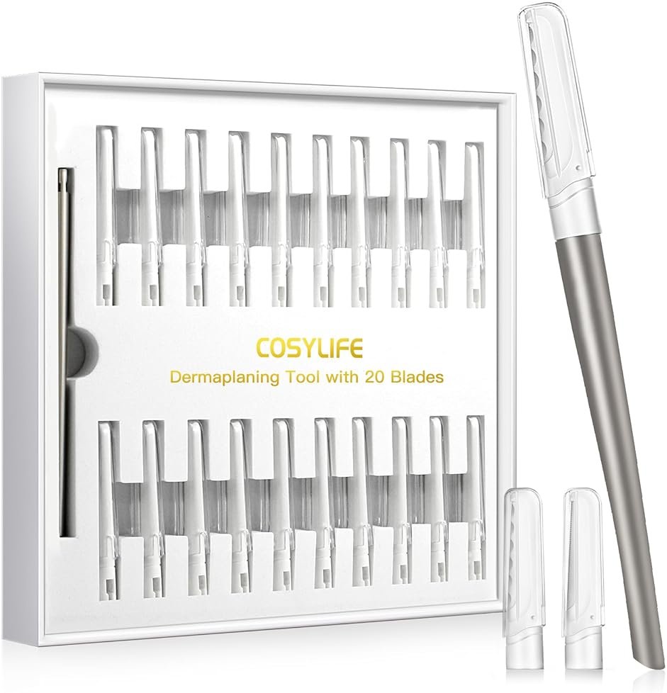 Dermaplaning Tool for Face Exfoliation, with 20 Replaceable Blades, Facial Shaver/Eyebrow Razor, Peach Fuzz Removal Eyebrow Shaper for Women, Easy to Use Dermaplaner Help Exfoliate and Smooth Skin - Product Image
