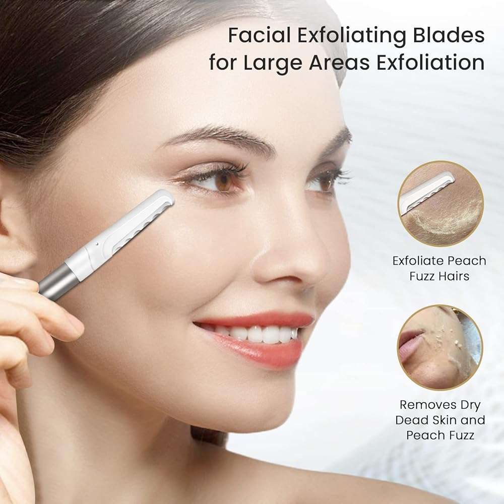 Dermaplaning Tool for Face Exfoliation, with 20 Replaceable Blades, Facial Shaver/Eyebrow Razor, Peach Fuzz Removal Eyebrow Shaper for Women, Easy to Use Dermaplaner Help Exfoliate and Smooth Skin - Image 3