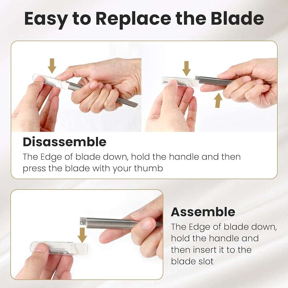 Dermaplaning Tool for Face Exfoliation, with 20 Replaceable Blades, Facial Shaver/Eyebrow Razor, Peach Fuzz Removal Eyebrow Shaper for Women, Easy to Use Dermaplaner Help Exfoliate and Smooth Skin - Image 6
