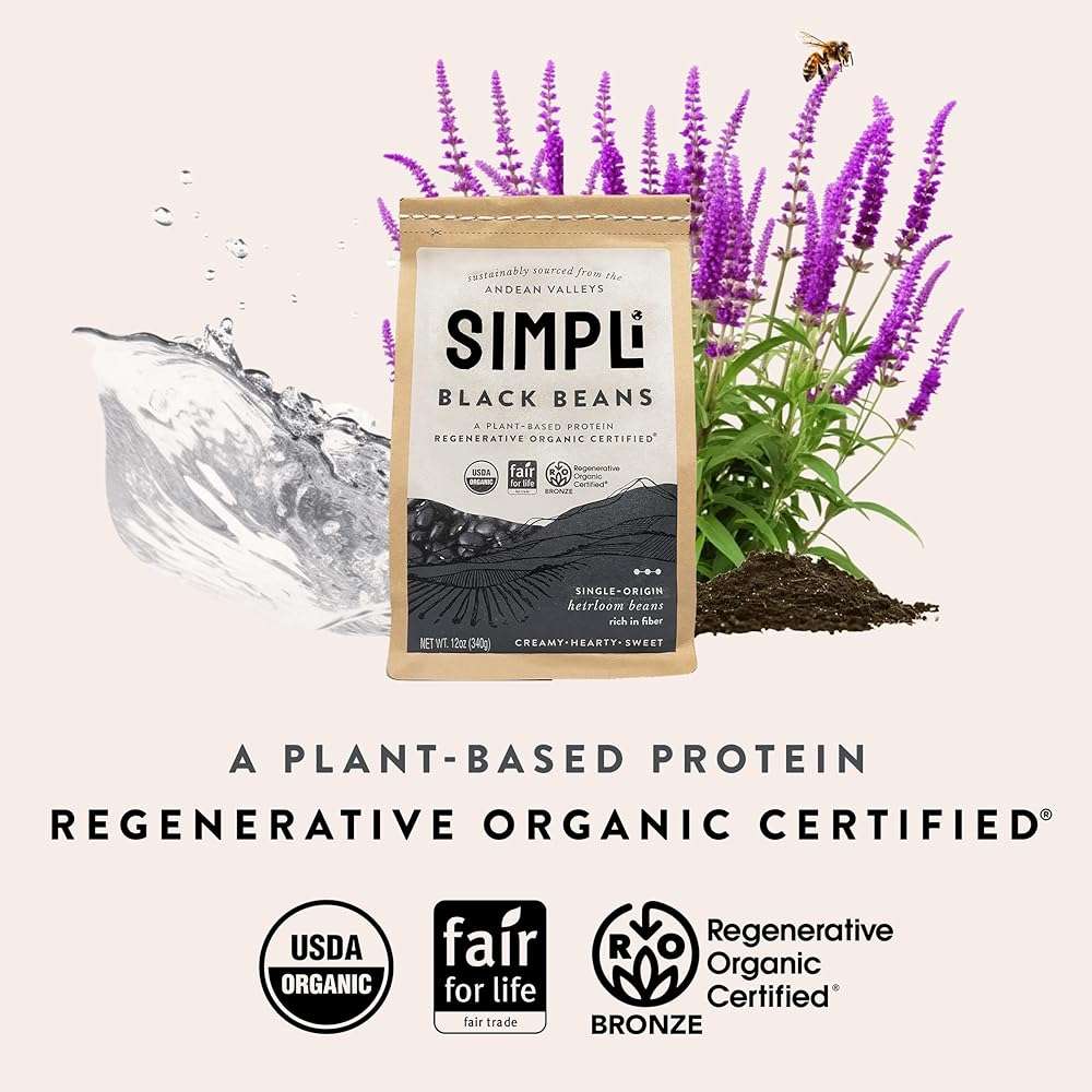 SIMPLi Regenerative Organic Certified Black Beans, Creamy and Rich Flavor, Immune-Boosting Vitamin C, Slow-Digesting Carbs, USDA Organic, 12 oz - Image 3
