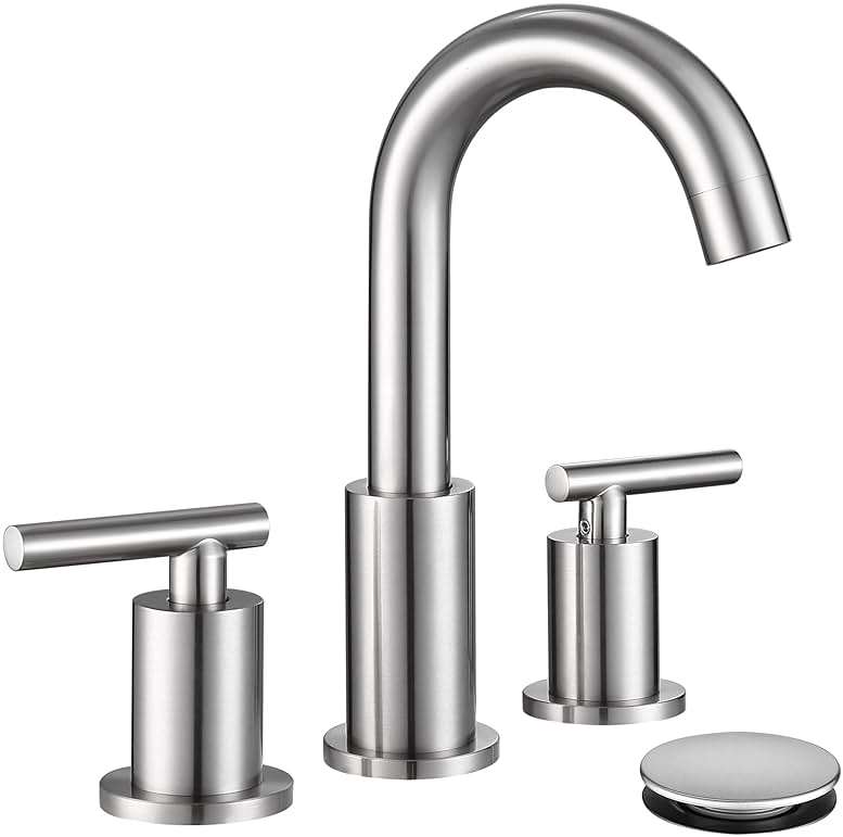 Widespread Bathroom Faucet with Sink Drain and Supply Hose, Brushed Nickel 3 Hole Faucet for Bathroom Sink, ChiLDano Satin Nickel 2 Handle Bathroom Faucet CH2183BN - Image 1