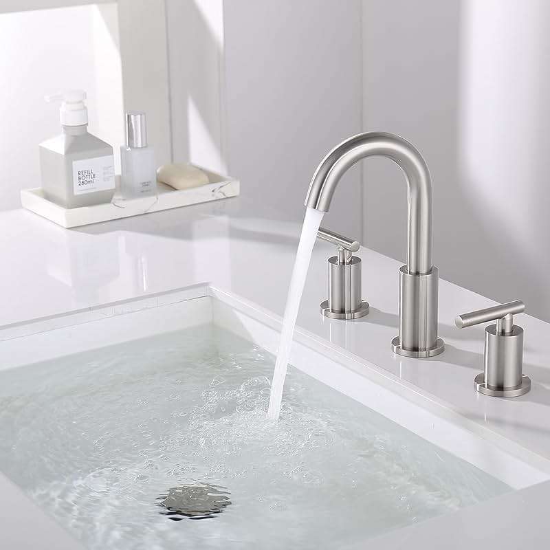 Widespread Bathroom Faucet with Sink Drain and Supply Hose, Brushed Nickel 3 Hole Faucet for Bathroom Sink, ChiLDano Satin Nickel 2 Handle Bathroom Faucet CH2183BN - Image 6