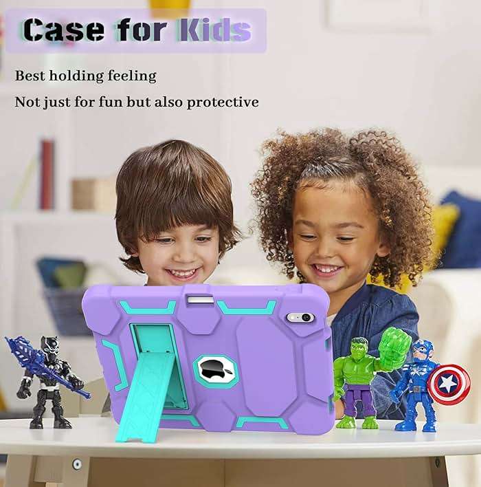 CCMAO Case for iPad 11th Generation (A16) 2025 11 Inch & 10th Generation (2022) 10.9 Inch, Rugged Heavy Duty Full-Body Shockproof Protective Cover with Kickstand and Pencil Holder, Purple+Green - Image 9