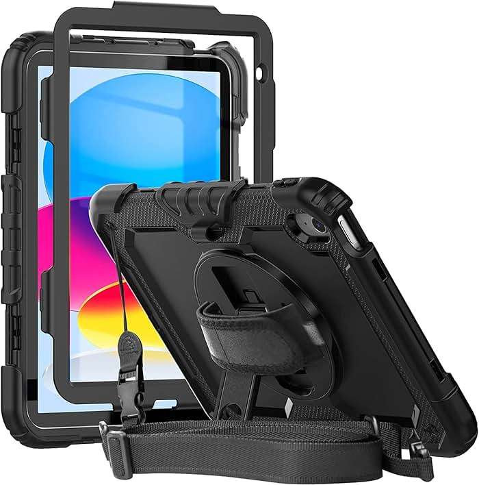 Herize Case Compatible with iPad (A16) 11th 2025/10th Generation 2022 with Screen Protector Pen Holder | Heavy Duty Shockproof Rugged Protective Case W/Handle Shoulder Strap - Image 1