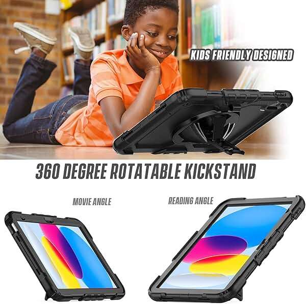 Herize Case Compatible with iPad (A16) 11th 2025/10th Generation 2022 with Screen Protector Pen Holder | Heavy Duty Shockproof Rugged Protective Case W/Handle Shoulder Strap - Image 3