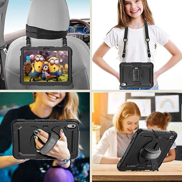 Herize Case Compatible with iPad (A16) 11th 2025/10th Generation 2022 with Screen Protector Pen Holder | Heavy Duty Shockproof Rugged Protective Case W/Handle Shoulder Strap - Image 5