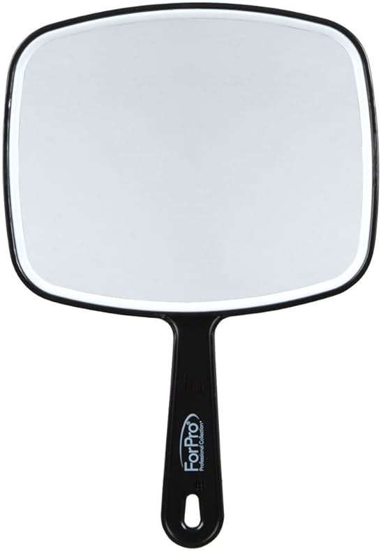 ForPro Professional Collection Premium Hand Mirror with Handle, 6.3" W x 9.6" L, Multi-Purpose Handheld Mirror with Distortion-Free Reflection, Black - Image 1