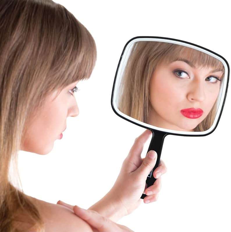 ForPro Professional Collection Premium Hand Mirror with Handle, 6.3" W x 9.6" L, Multi-Purpose Handheld Mirror with Distortion-Free Reflection, Black - Image 5