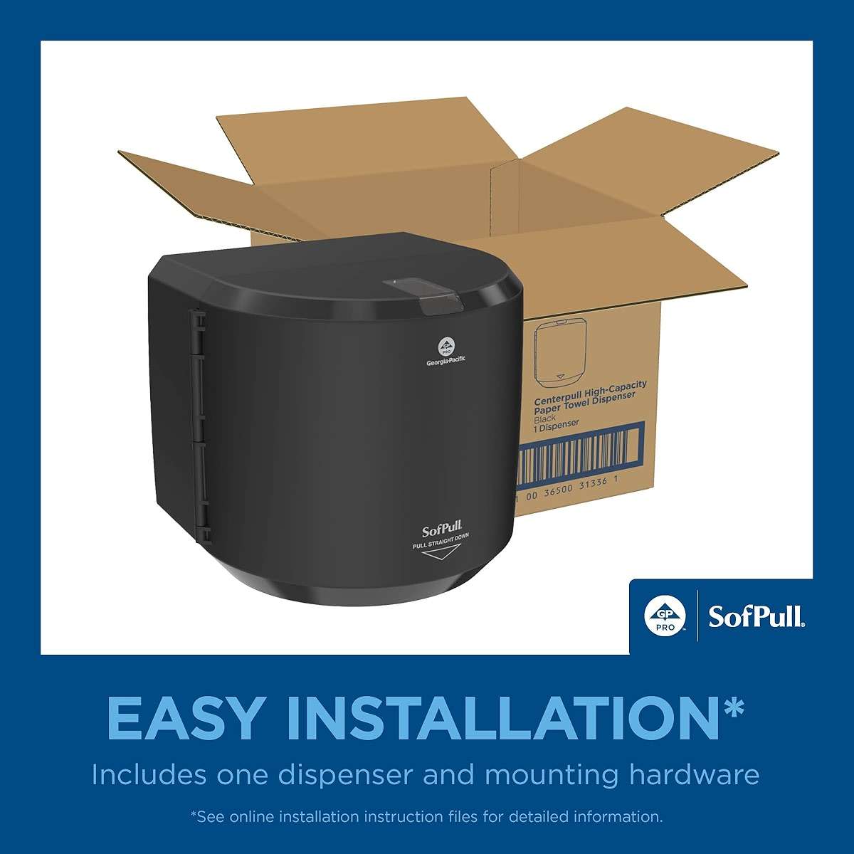 SofPull Centerpull Large by Georgia-Pacific PRO Paper Towel Dispenser, 10.13” W x 11.33” D x 10.58” H, 1 Dispenser, 58201B - Image 5