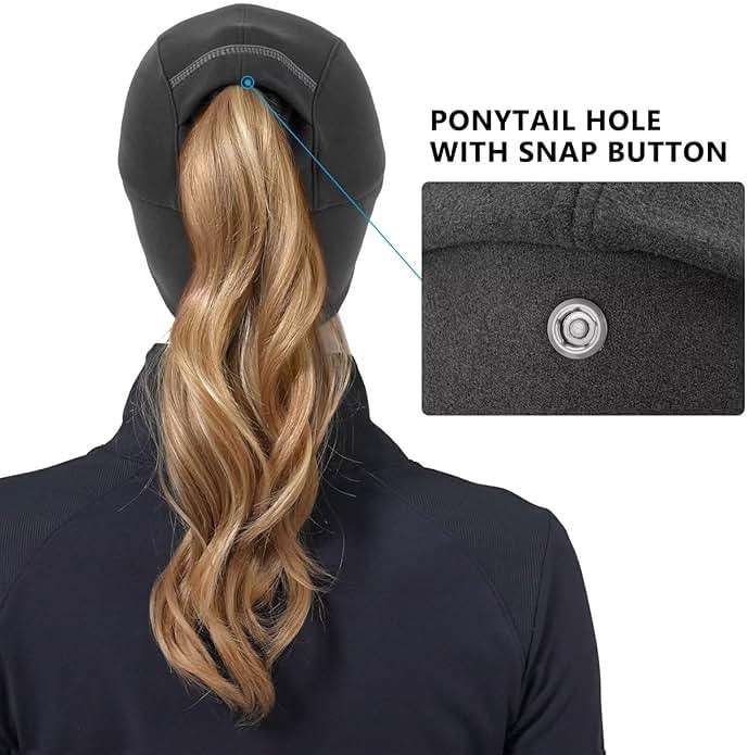 GADIEMKENSD Women's Winter Reflective Fleece Ponytail Hat with Drop Down Ear Warmer - Image 4