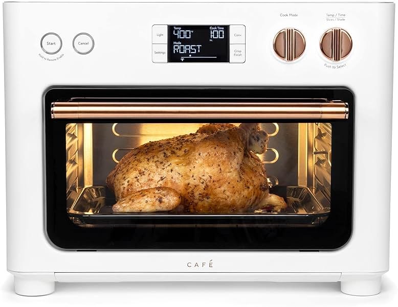Café Couture Oven with 14 essential cooking modes, including Air Fry, CrispFinish, Bake, Broil, Roast, Toast, Pizza, WiFi & Smart Connected, Voice Control, Countertop Small Appliances, Matte White - Product Image