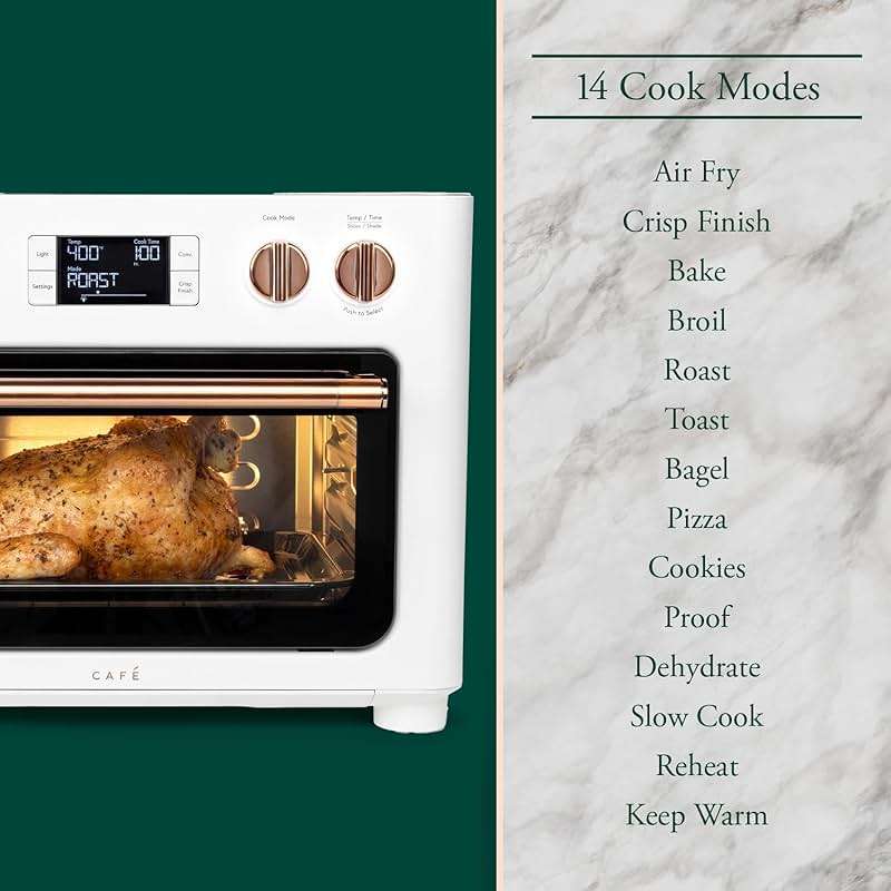 Café Couture Oven with 14 essential cooking modes, including Air Fry, CrispFinish, Bake, Broil, Roast, Toast, Pizza, WiFi & Smart Connected, Voice Control, Countertop Small Appliances, Matte White - Image 6