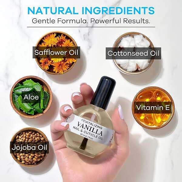 Ellie Chase Moisturizing Cuticle & Nail Care Oil 2.3 Fl Oz - Vanilla Scented – Infused with Jojoba Oil, Aloe, Vitamin E – Nail & Cuticle Hydration, Repair, Moisturizer, Strengthener, Growth - Image 4