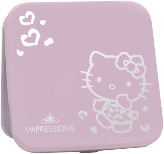 Impressions Vanity Hello Kitty Supercute Compact Mirror with Touch Sensor Switch for Adjustable Brightness, Lighted Makeup Mirror with LED Lights and 2X Magnifying Mirror Top (Pink) - Image 3
