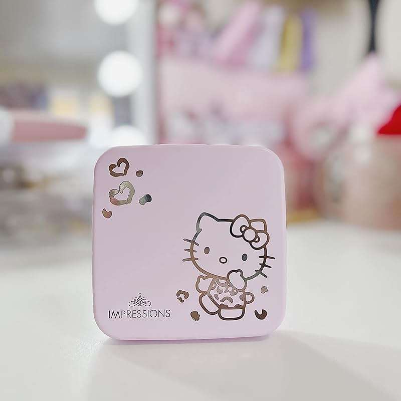 Impressions Vanity Hello Kitty Supercute Compact Mirror with Touch Sensor Switch for Adjustable Brightness, Lighted Makeup Mirror with LED Lights and 2X Magnifying Mirror Top (Pink) - Image 9