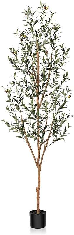 Kazeila Artificial Olive Tree 6FT Tall Faux Silk Plant for Home Office Decor Indoor Fake Potted Tree with Wood Branches and Fruits - Image 1