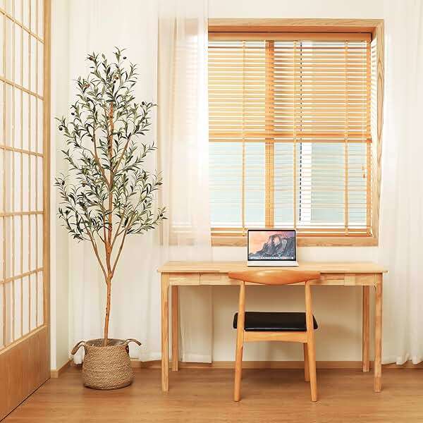 Kazeila Artificial Olive Tree 6FT Tall Faux Silk Plant for Home Office Decor Indoor Fake Potted Tree with Wood Branches and Fruits - Image 2