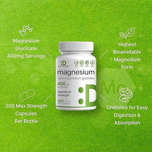 Magnesium Glycinate 400mg, 300 Capsules | 100% Chelated for Easy Absorption | Essential Mineral Supplement for Muscle, Sleep, & Heart Health* - Image 5