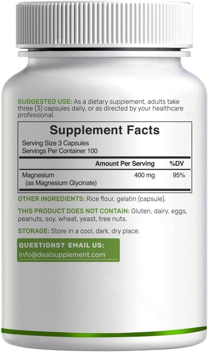 Magnesium Glycinate 400mg, 300 Capsules | 100% Chelated for Easy Absorption | Essential Mineral Supplement for Muscle, Sleep, & Heart Health* - Image 7