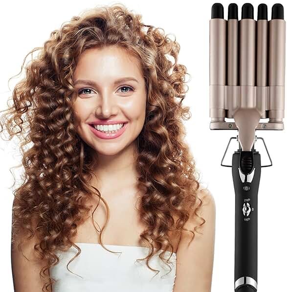 SISROL 5 Barrel Curling Iron Hair Crimper Waver 0.6 Inch Dual Voltage - Product Image