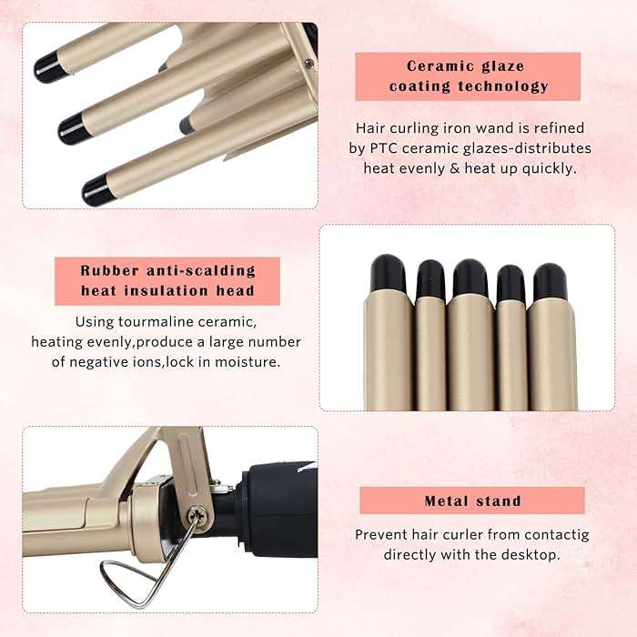 SISROL 5 Barrel Curling Iron Hair Crimper Waver 0.6 Inch Dual Voltage - Image 2