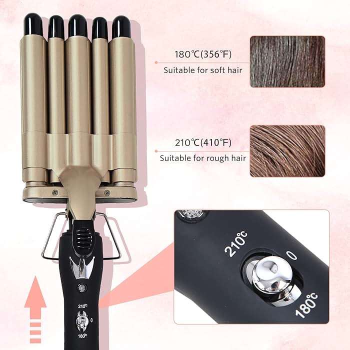 SISROL 5 Barrel Curling Iron Hair Crimper Waver 0.6 Inch Dual Voltage - Image 3