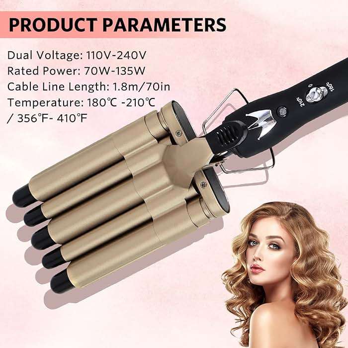SISROL 5 Barrel Curling Iron Hair Crimper Waver 0.6 Inch Dual Voltage - Image 5
